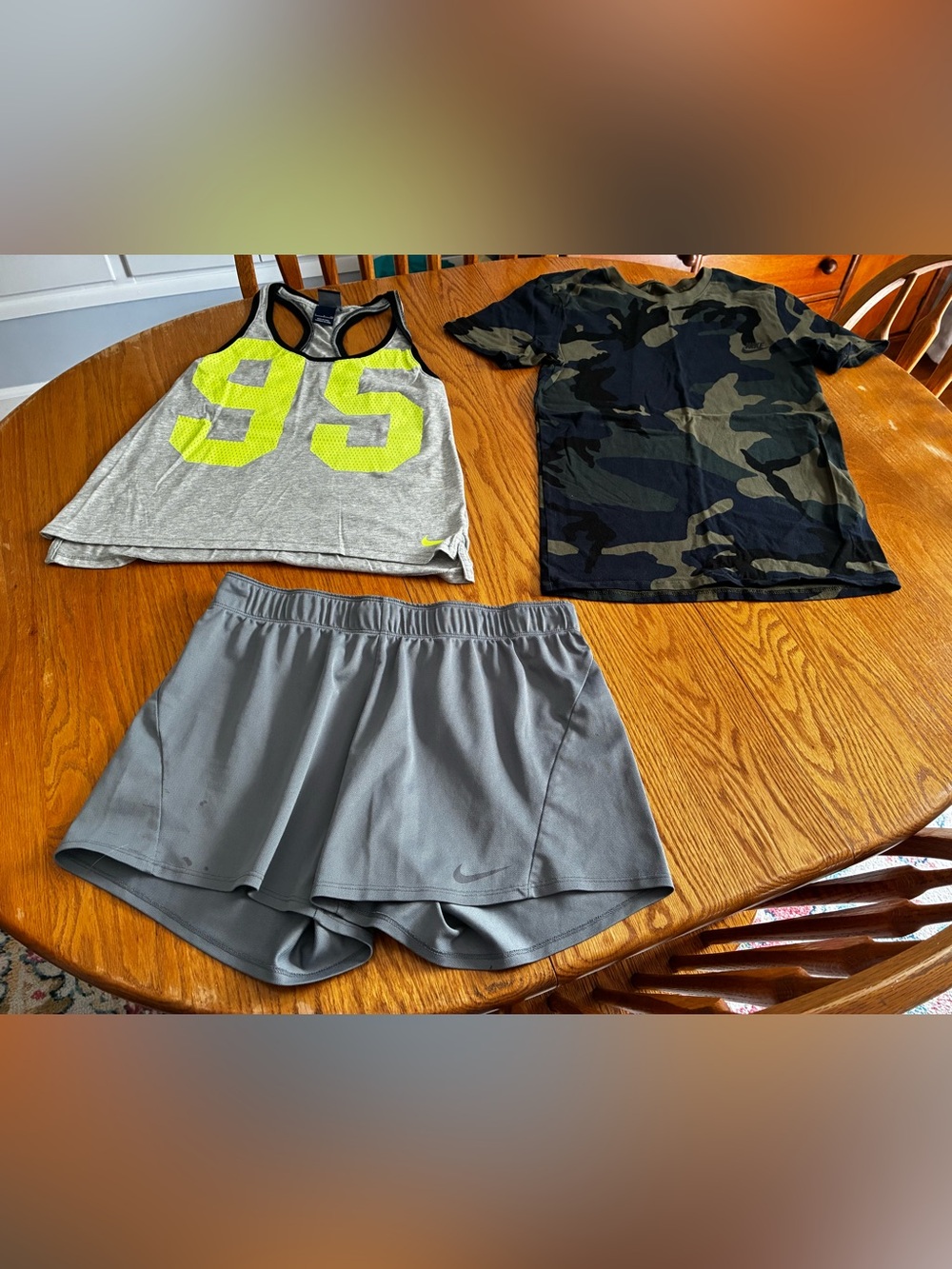 Nike Gray Athletic Tank, Gray Shorts & Neon Yellow Accent